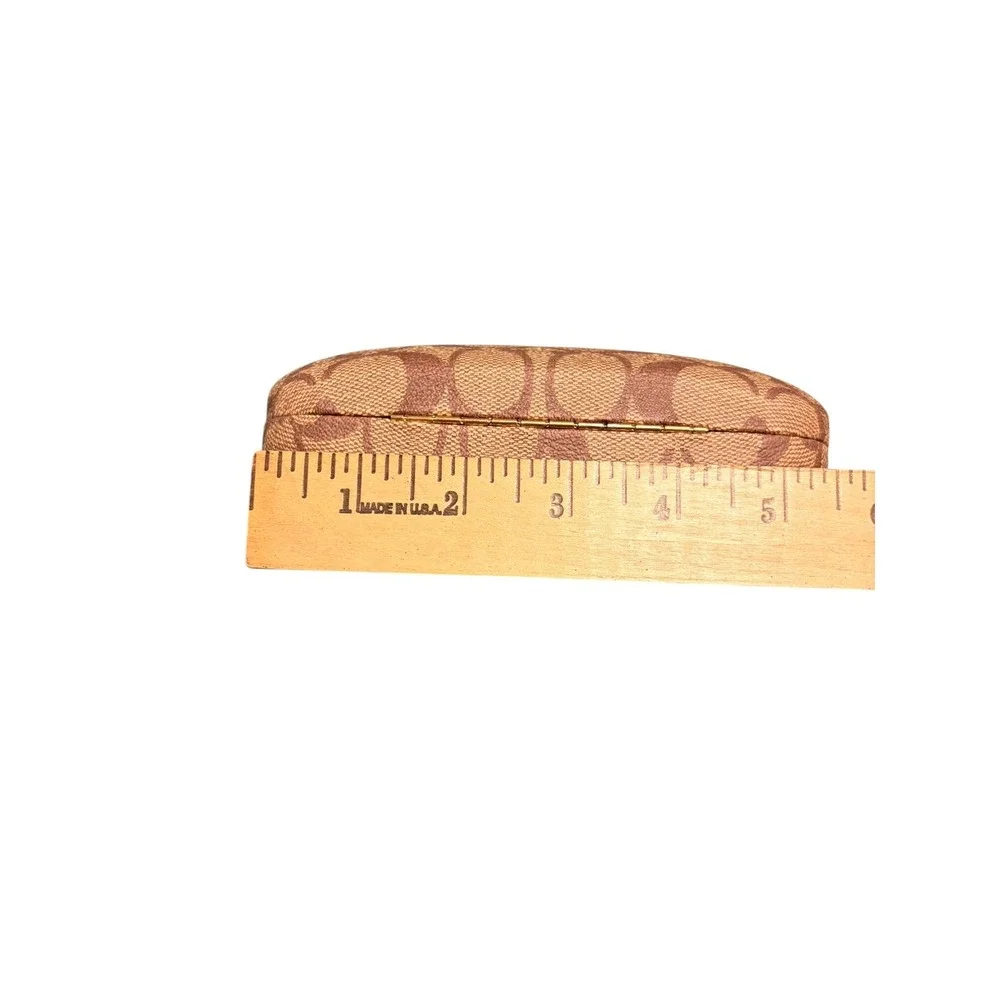 Coach Signature Monogram Hard Eyeglass Sunglasses Case Brown Tan Logo